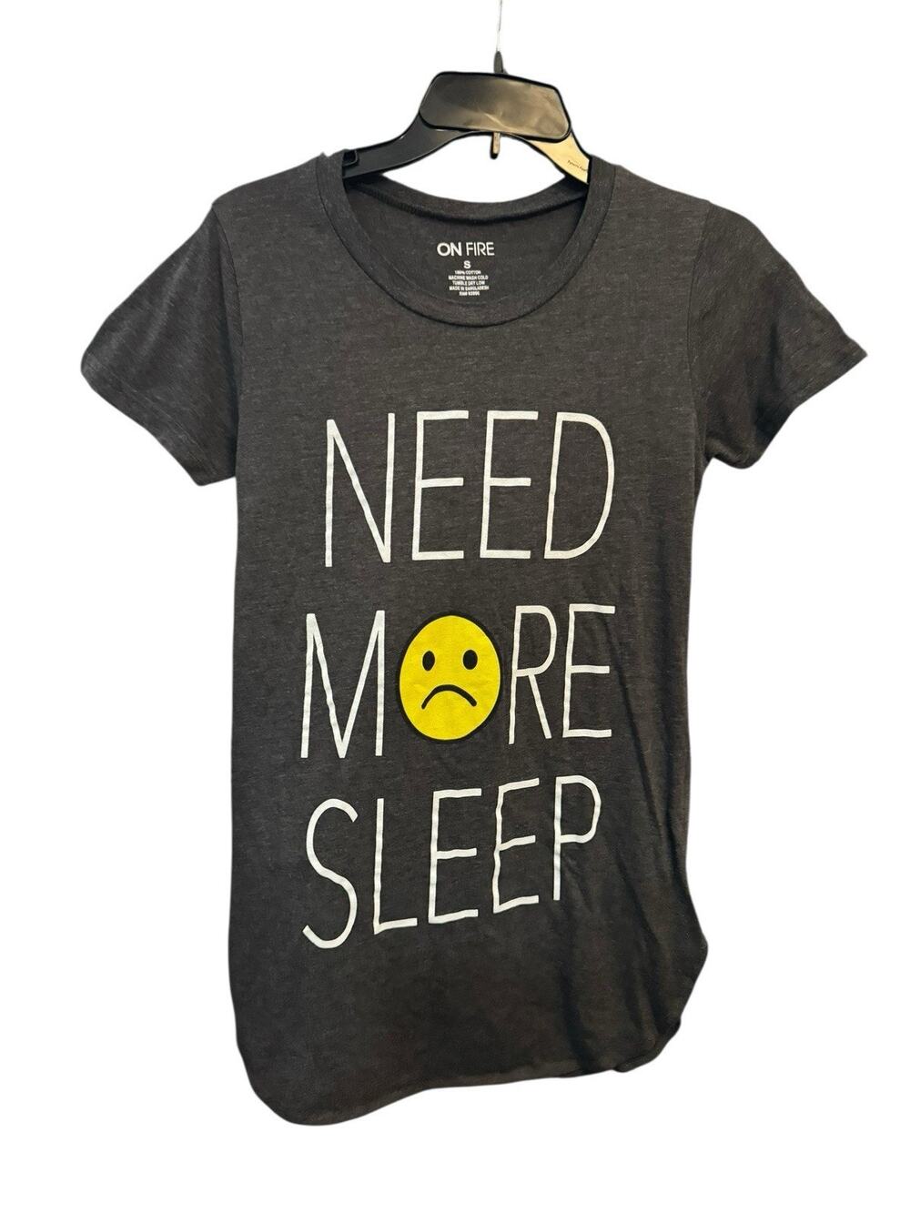 On Fire Need More Sleep Womans Graphic T Shirt Grey Small